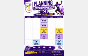 Planning Entrainements 2026 / 2027