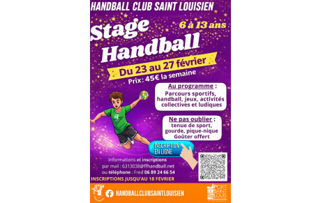 STAGE DE HANDBALL – VACANCES DE FÉVRIER