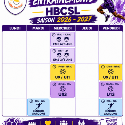 Planning Entrainements 2026 / 2027